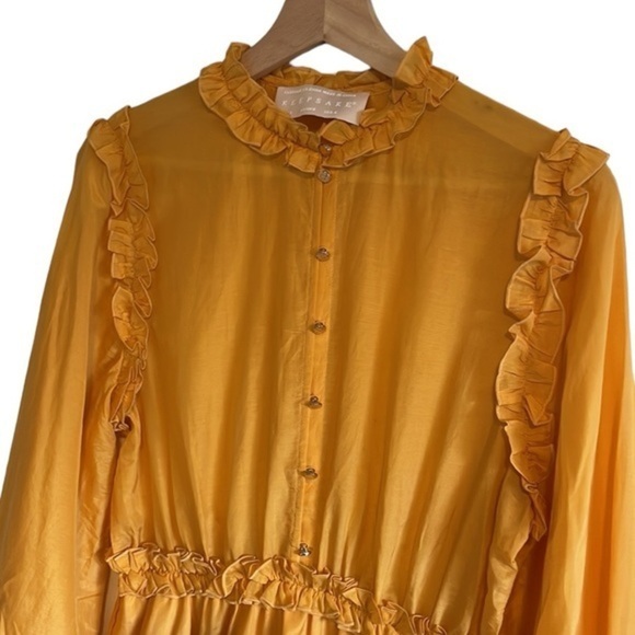 Keepsake The Label Long Sleeve Coquette Mini Dress Women’s Size 4‎ Silk Yellow - Picture 2 of 9